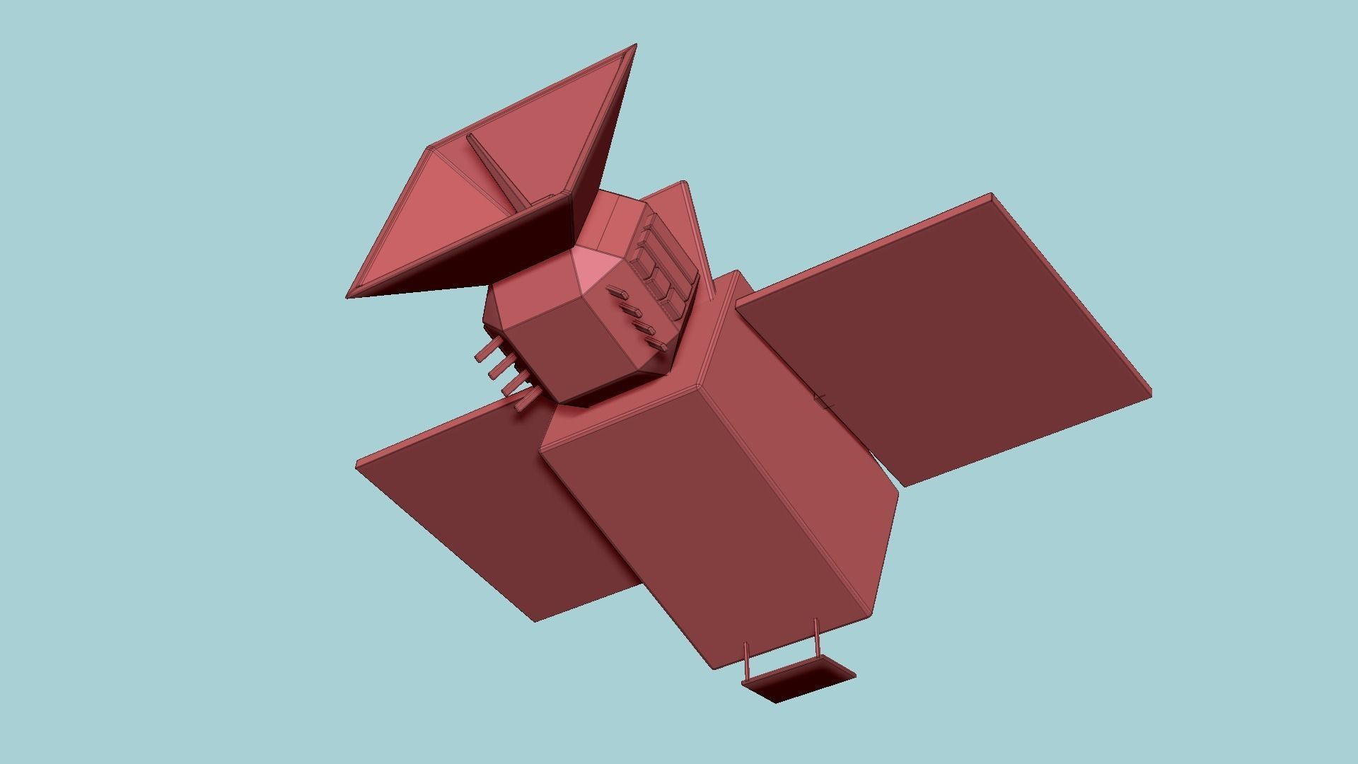 Satellite E02 Gold - SciFi Space Design Low-poly 3D model_16