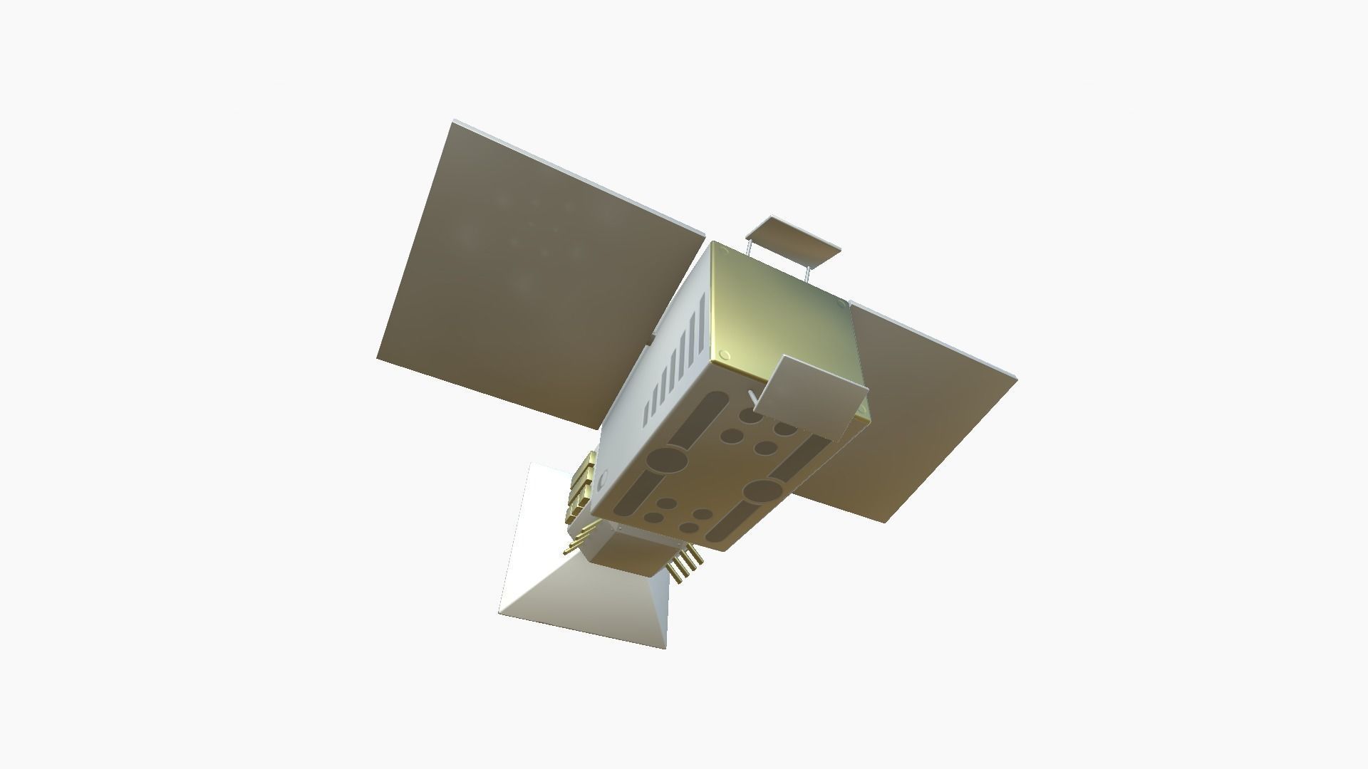 Satellite E02 Gold - SciFi Space Design Low-poly 3D model_2