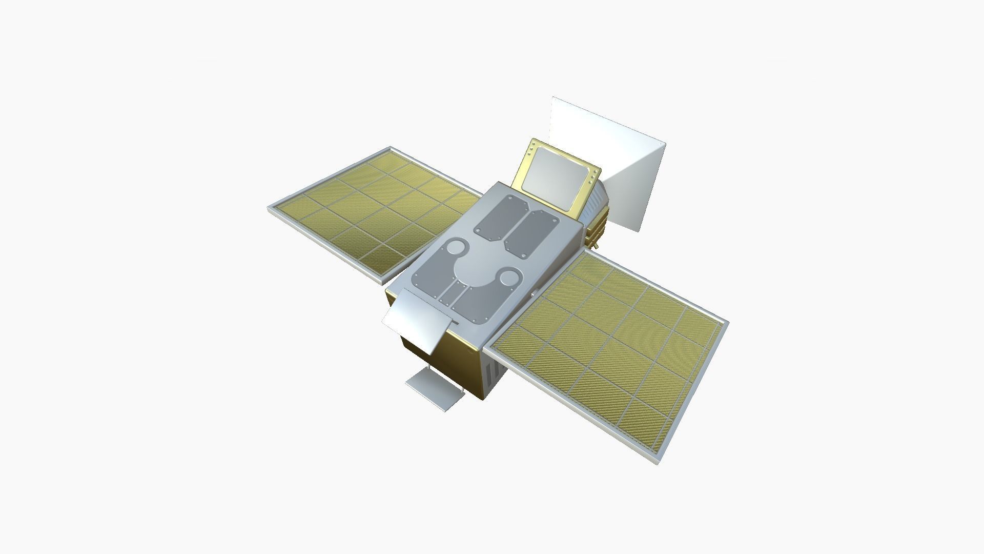 Satellite E02 Gold - SciFi Space Design Low-poly 3D model_1
