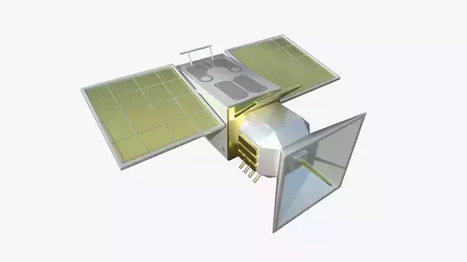 Satellite E02 Gold - SciFi Space Design Low-poly 3D model
