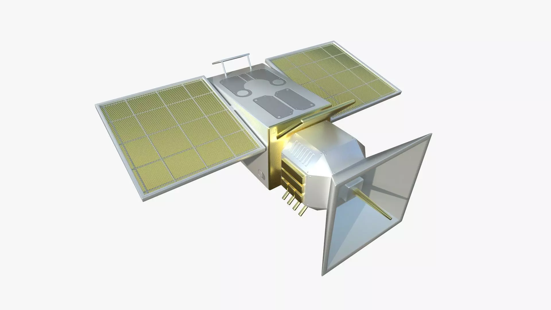 Satellite E02 Gold - SciFi Space Design Low-poly 3D model_0
