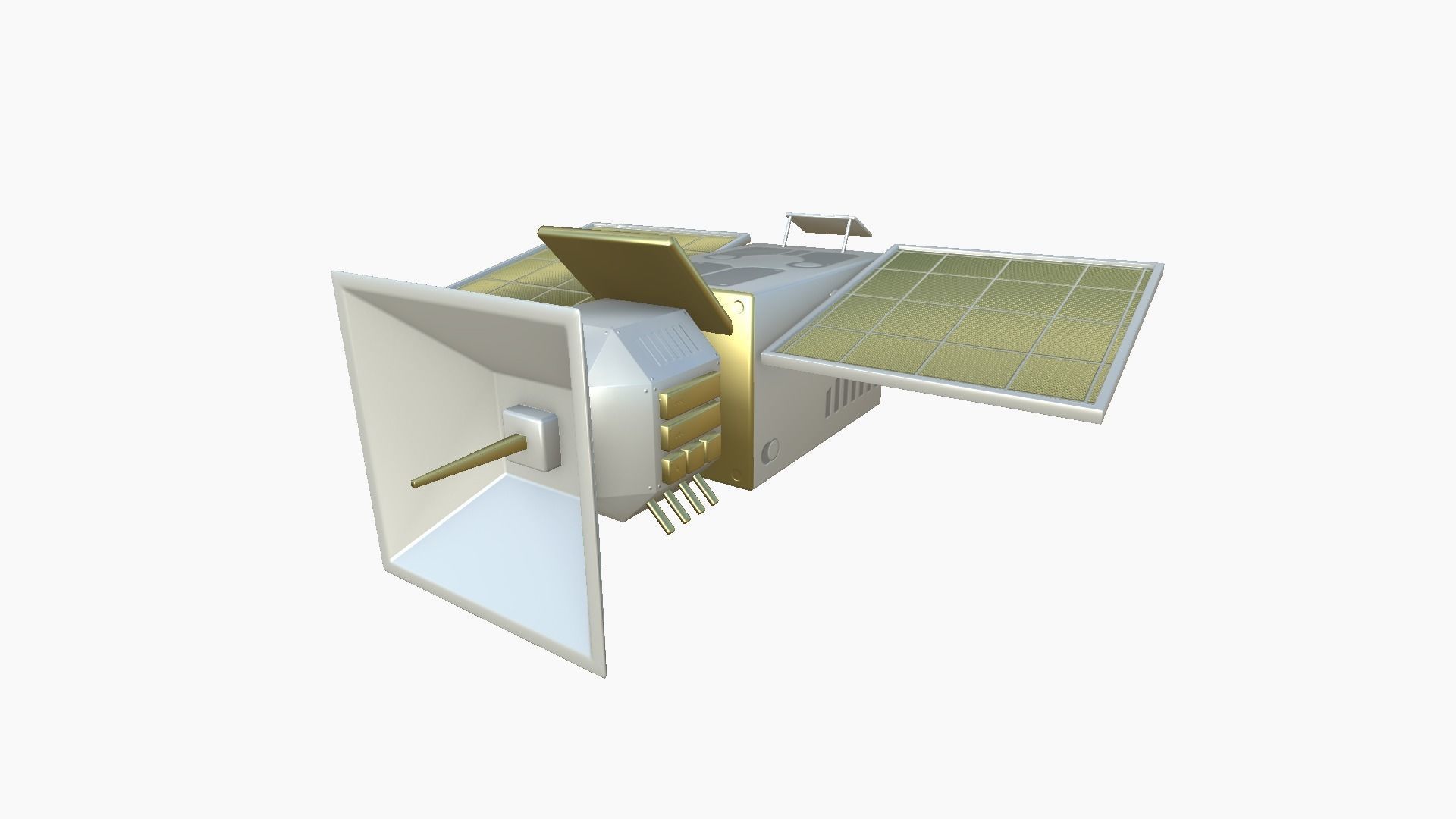 Satellite E02 Gold - SciFi Space Design Low-poly 3D model_4