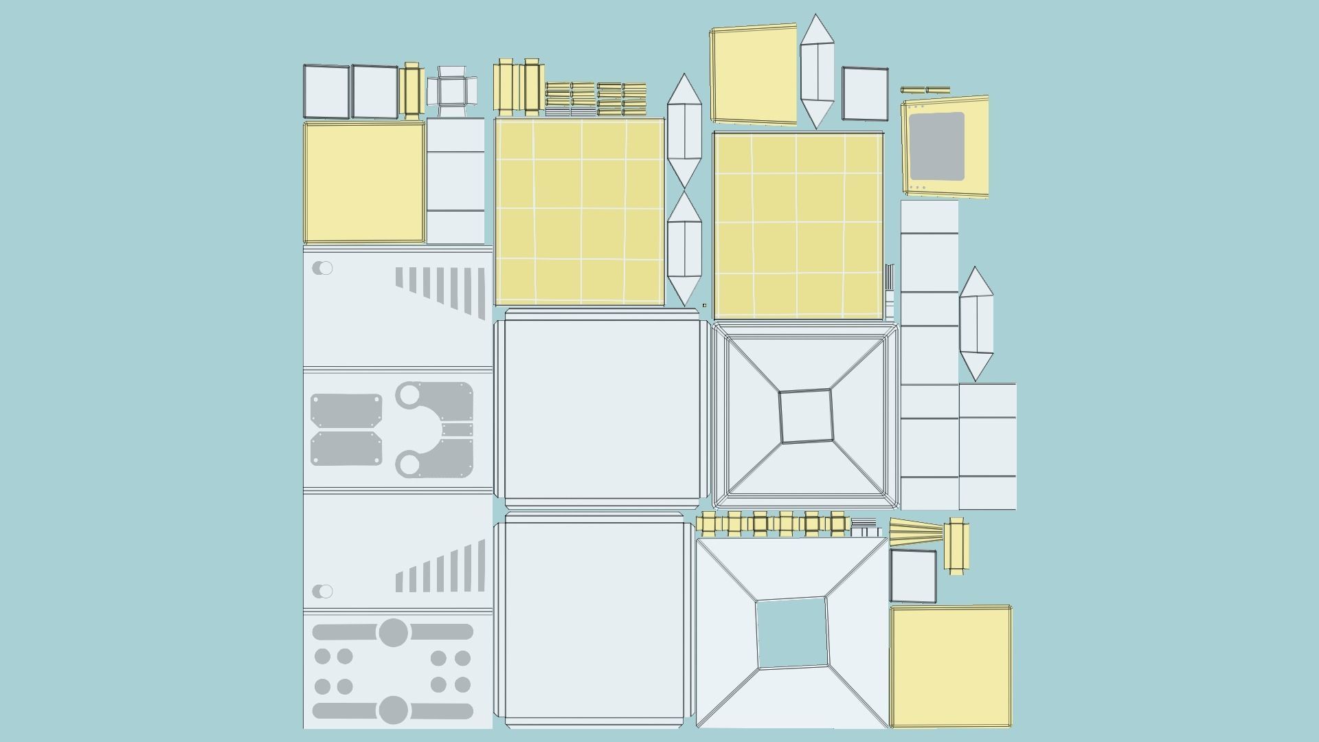Satellite E02 Gold - SciFi Space Design Low-poly 3D model_5
