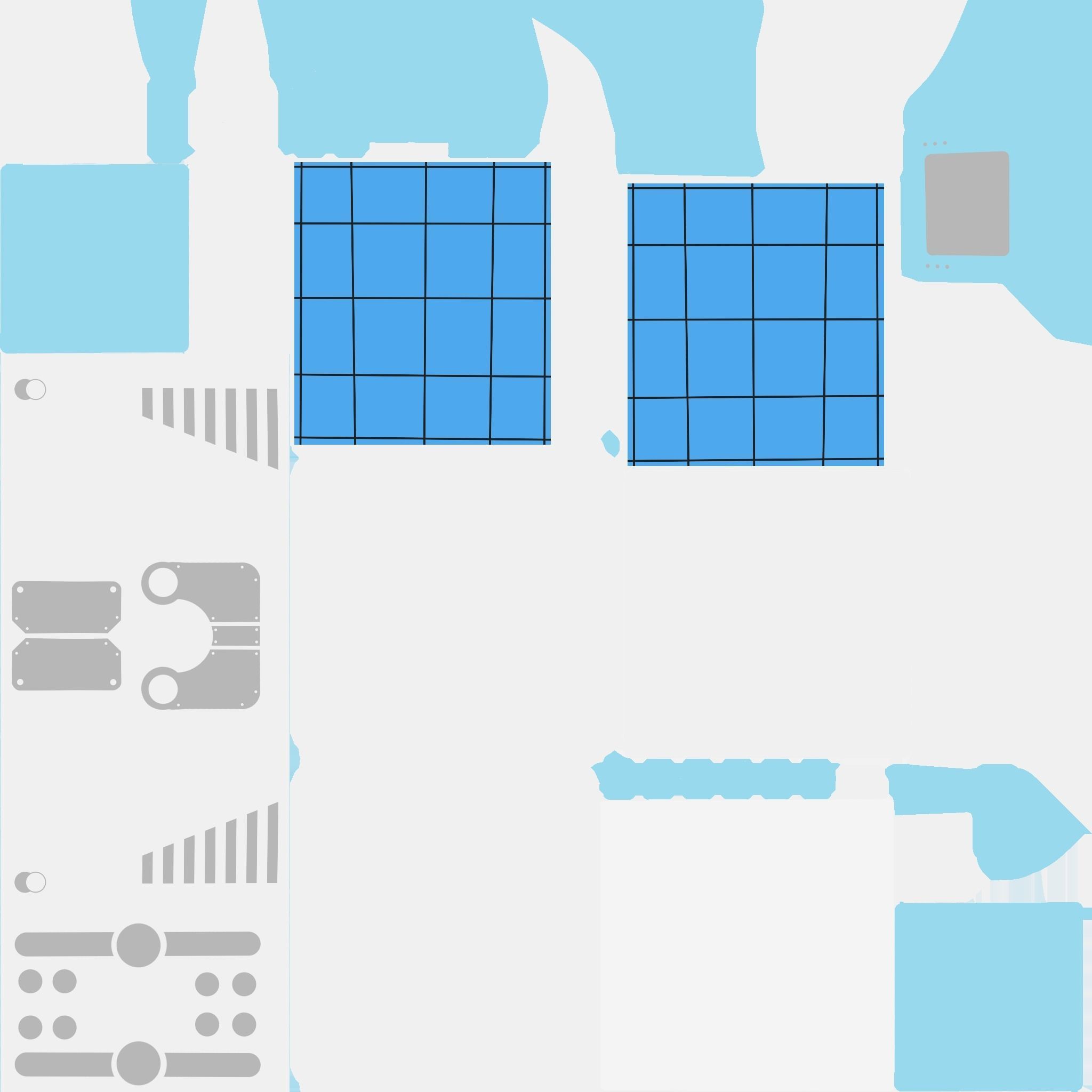 Satellite E03 White Blue - SciFi Space Design Low-poly 3D model_18