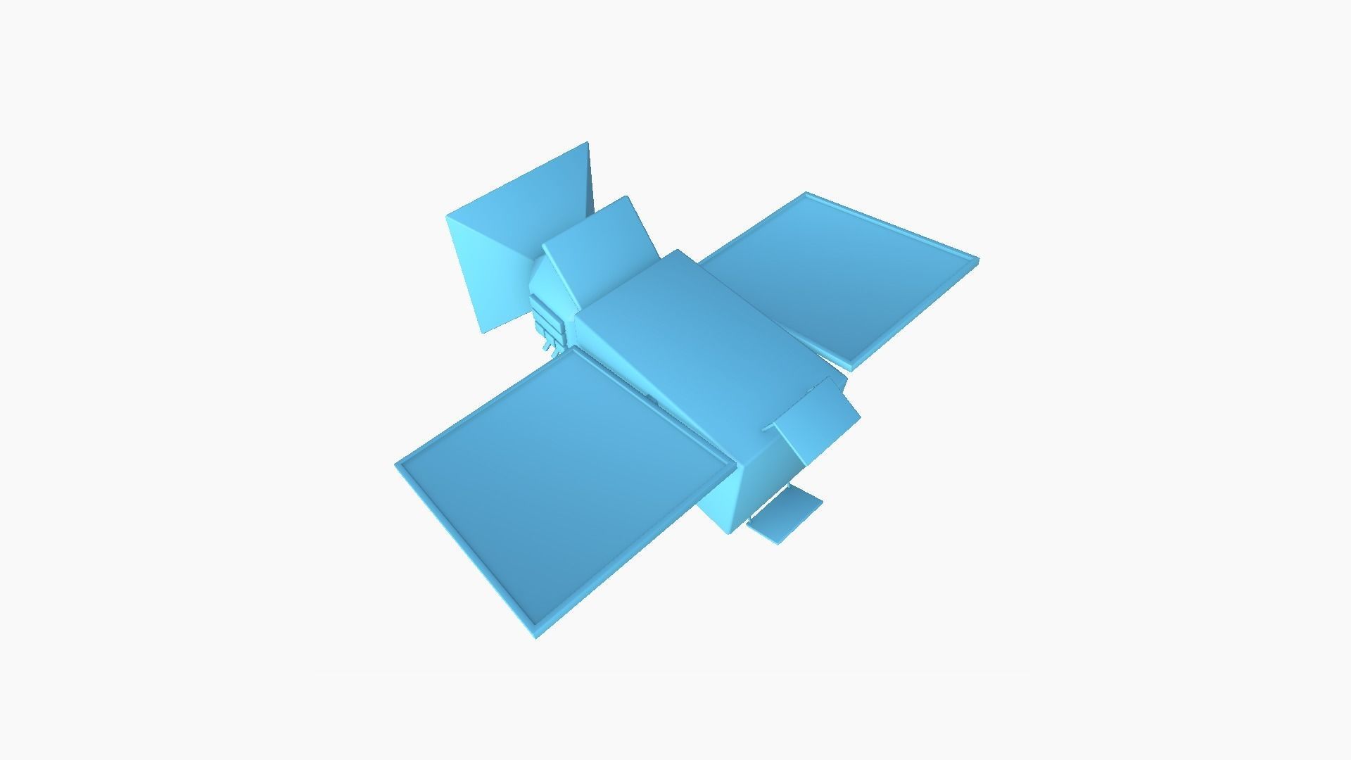 Satellite E03 White Blue - SciFi Space Design Low-poly 3D model_10