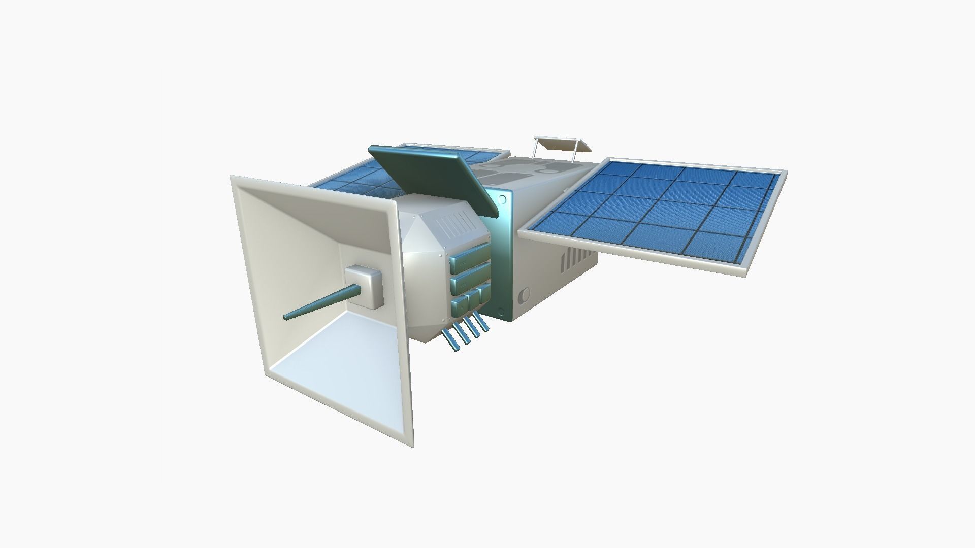 Satellite E03 White Blue - SciFi Space Design Low-poly 3D model_4