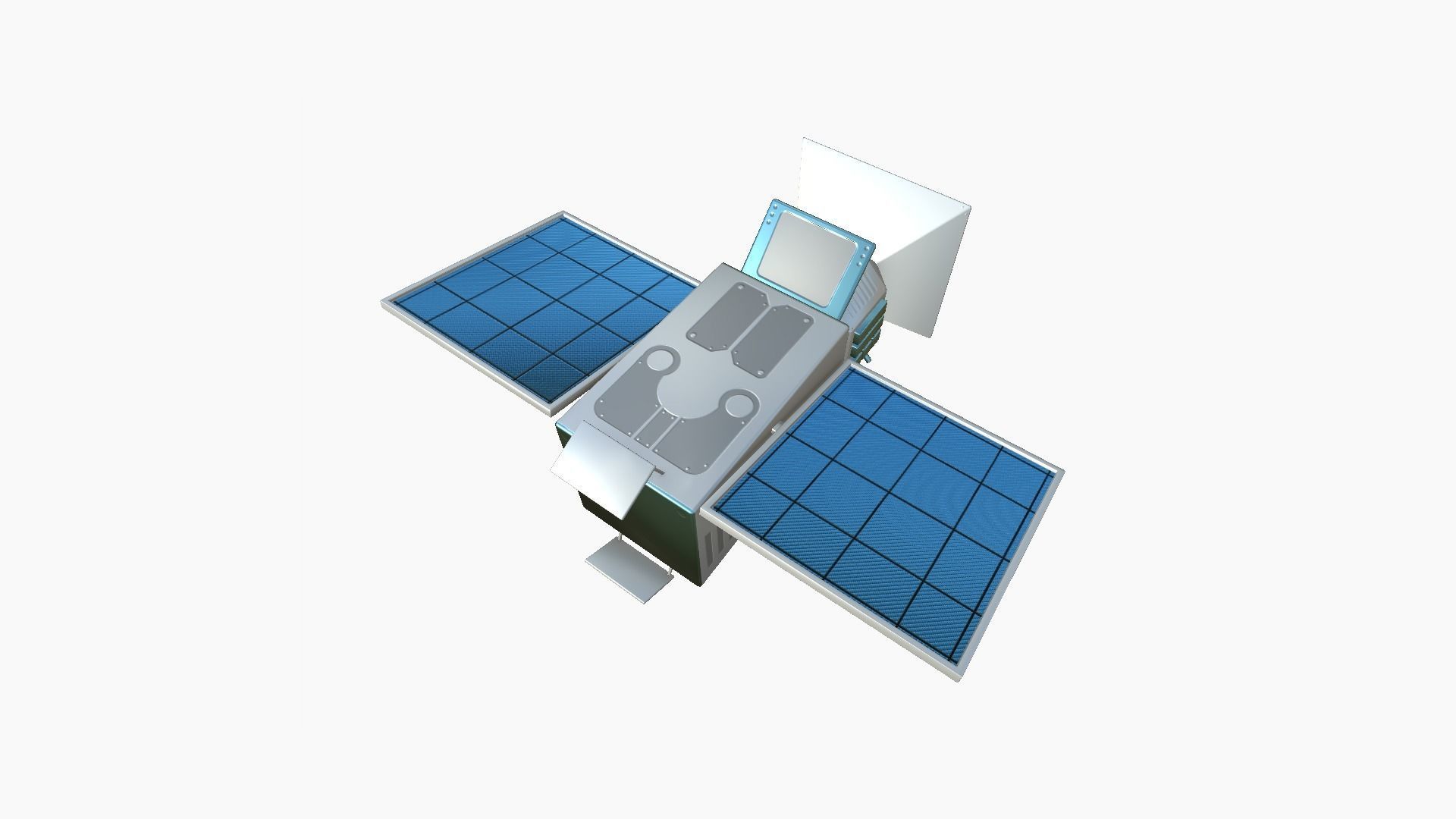 Satellite E03 White Blue - SciFi Space Design Low-poly 3D model_1