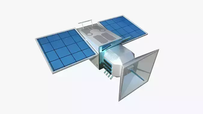 Satellite E03 White Blue - SciFi Space Design Low-poly 3D model