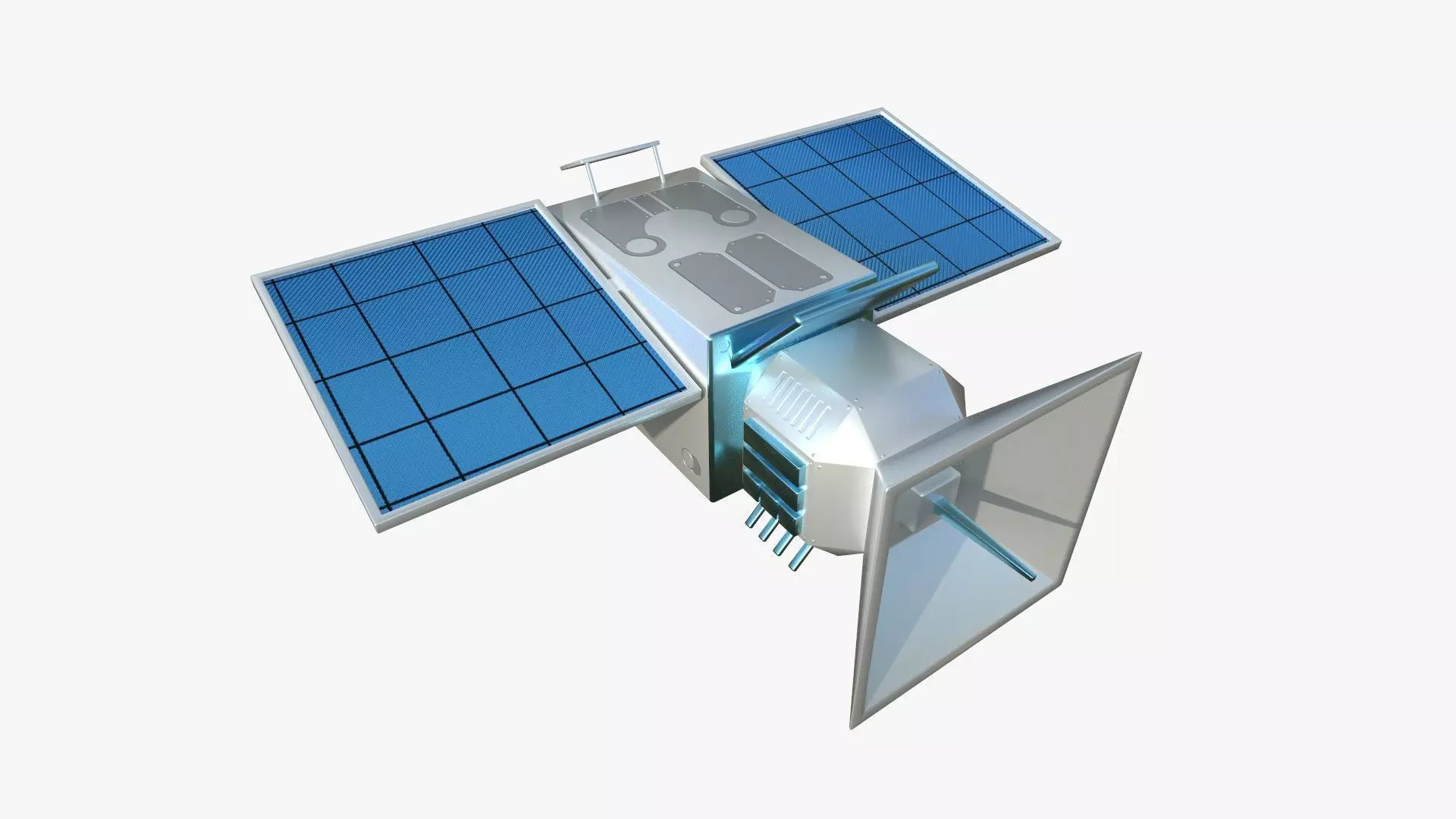 Satellite E03 White Blue - SciFi Space Design Low-poly 3D model_0