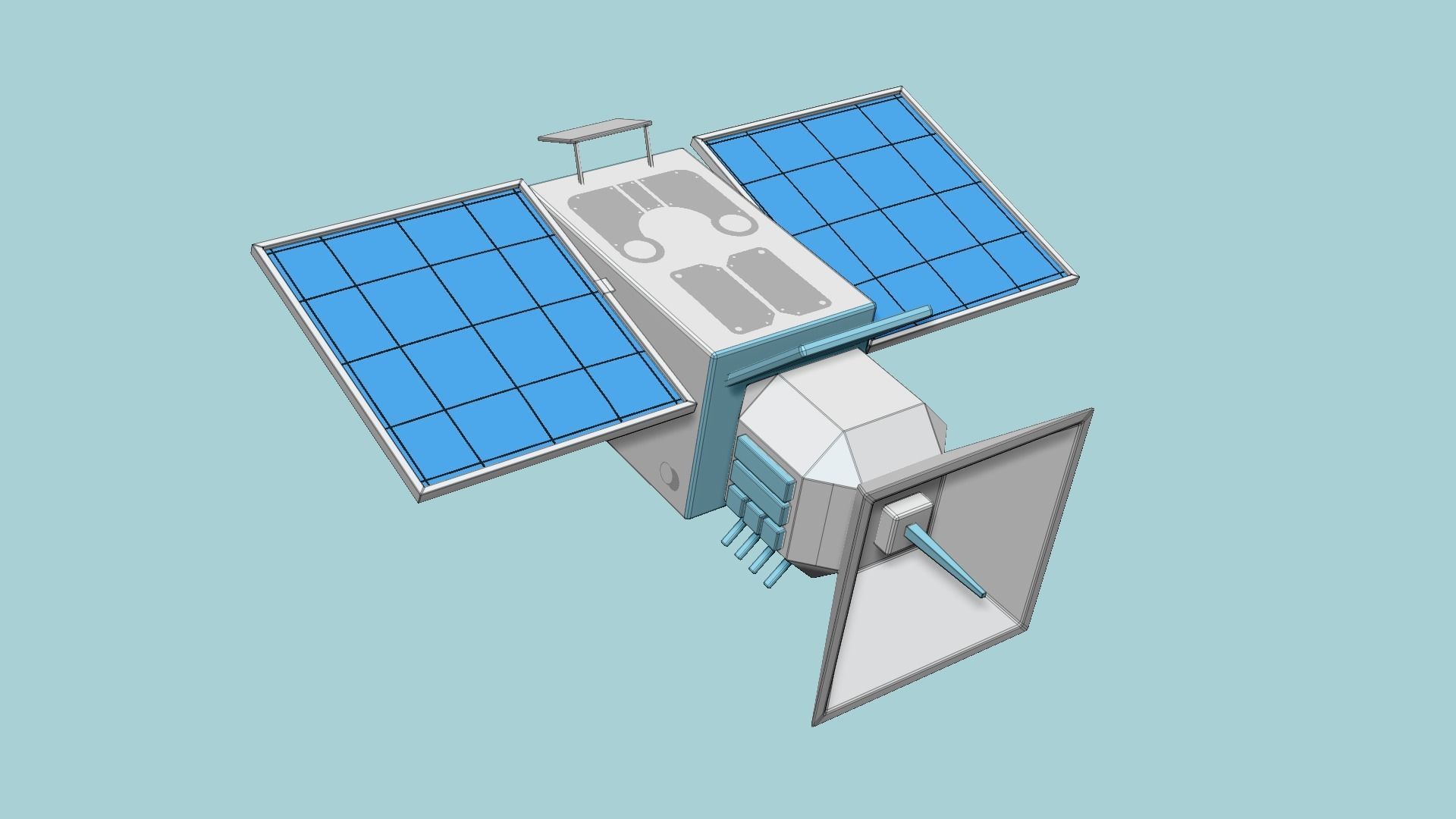 Satellite E03 White Blue - SciFi Space Design Low-poly 3D model_6