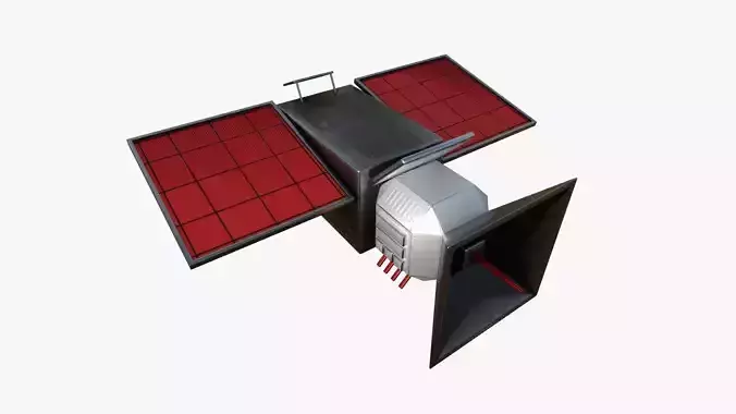 Satellite E04 Steel Red - SciFi Space Design Low-poly 3D model