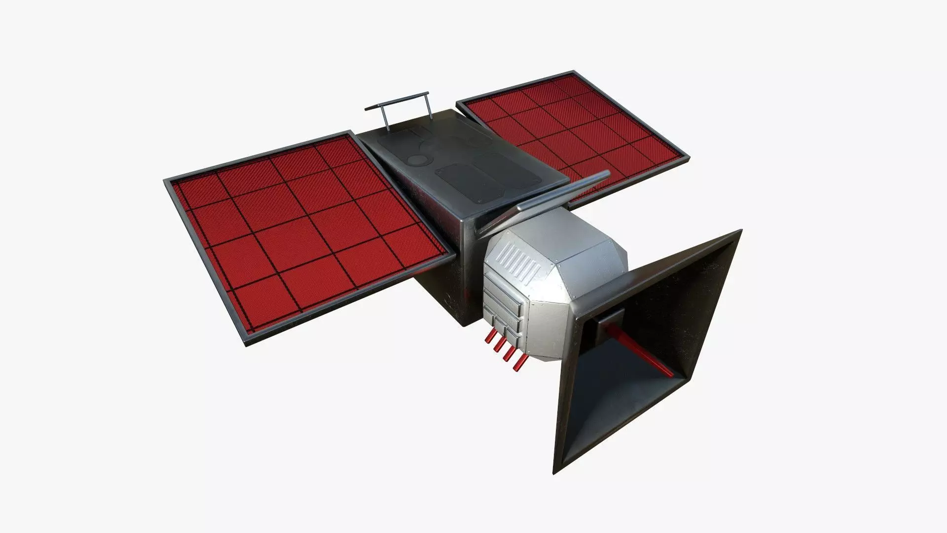 Satellite E04 Steel Red - SciFi Space Design Low-poly 3D model_0