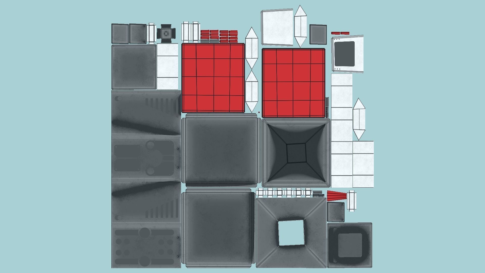 Satellite E04 Steel Red - SciFi Space Design Low-poly 3D model_5