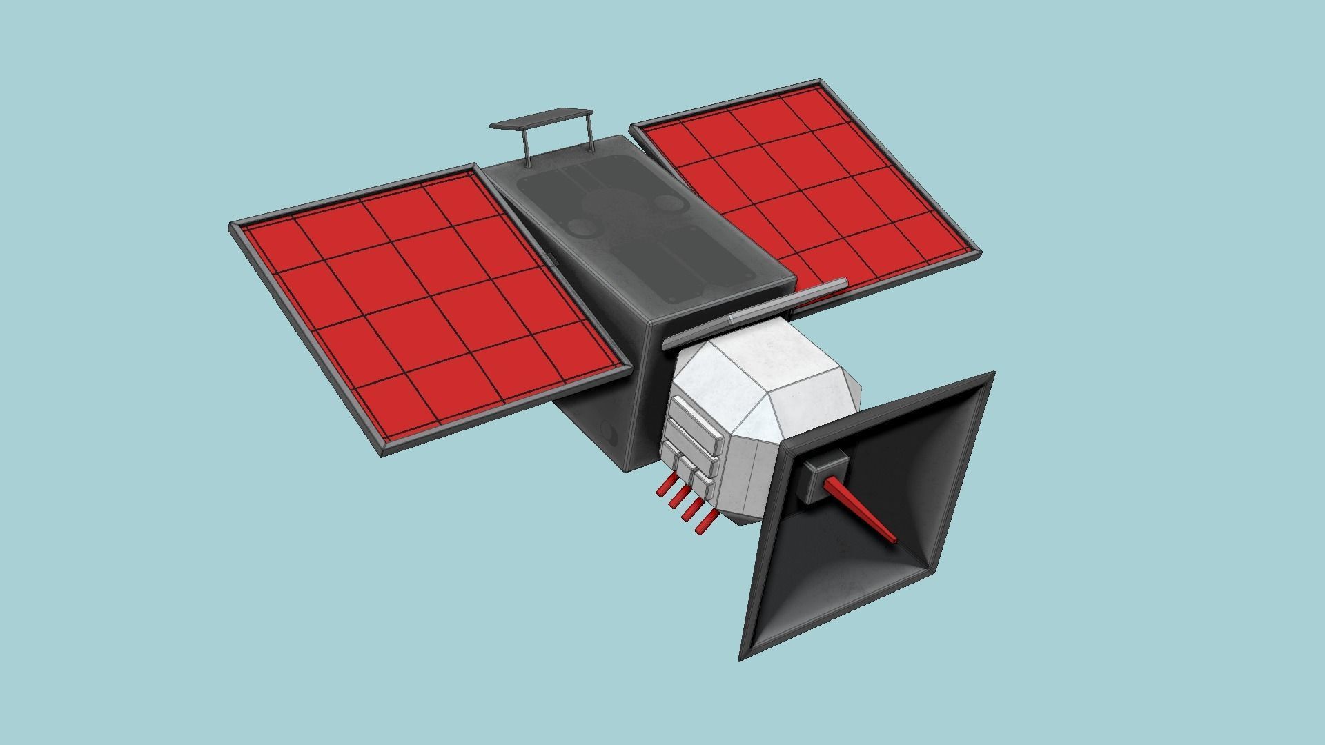 Satellite E04 Steel Red - SciFi Space Design Low-poly 3D model_6