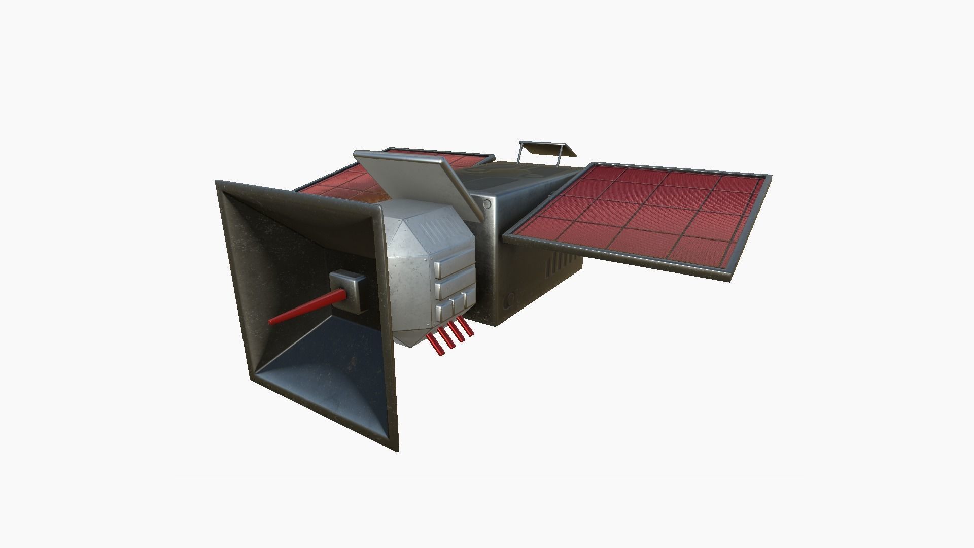Satellite E04 Steel Red - SciFi Space Design Low-poly 3D model_4