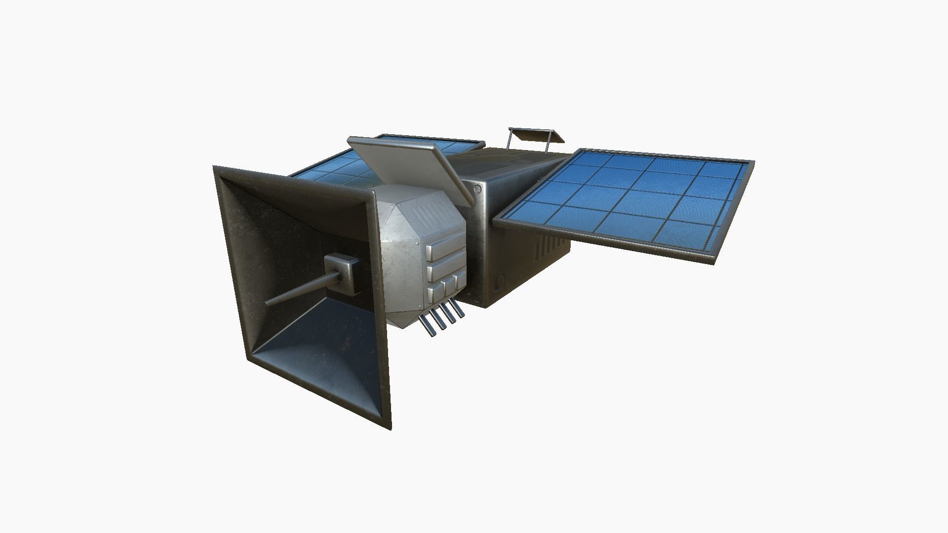 Satellite E05 Steel Blue - SciFi Space Design Low-poly 3D model_4