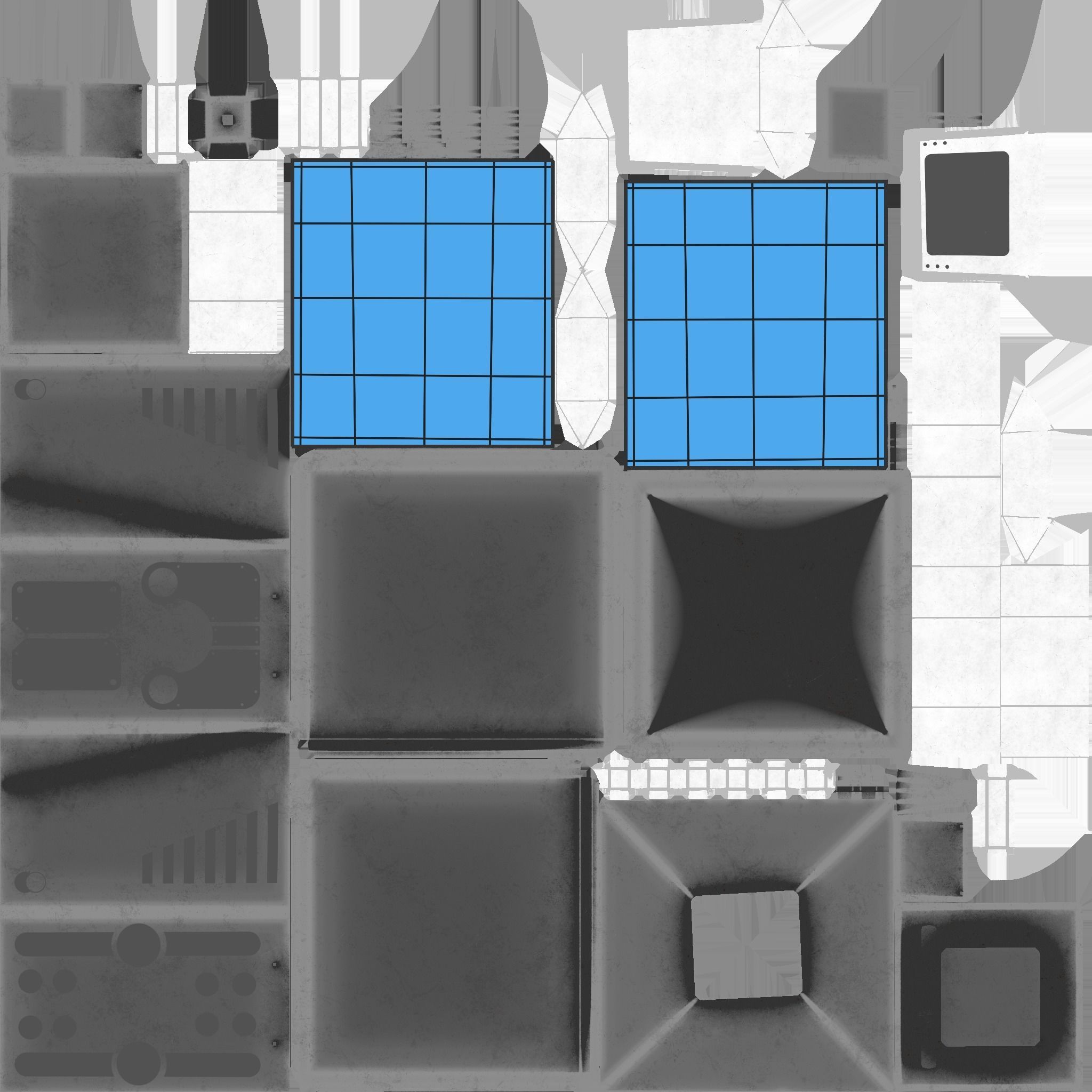 Satellite E05 Steel Blue - SciFi Space Design Low-poly 3D model_18