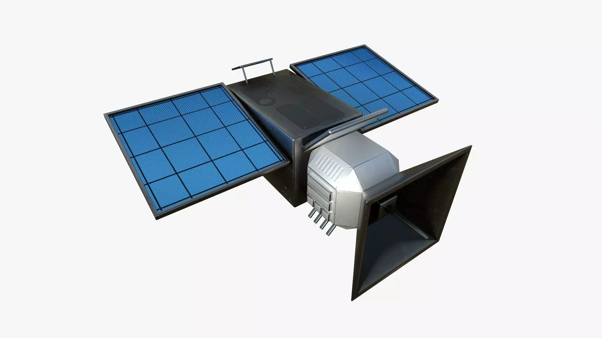 Satellite E05 Steel Blue - SciFi Space Design Low-poly 3D model_0