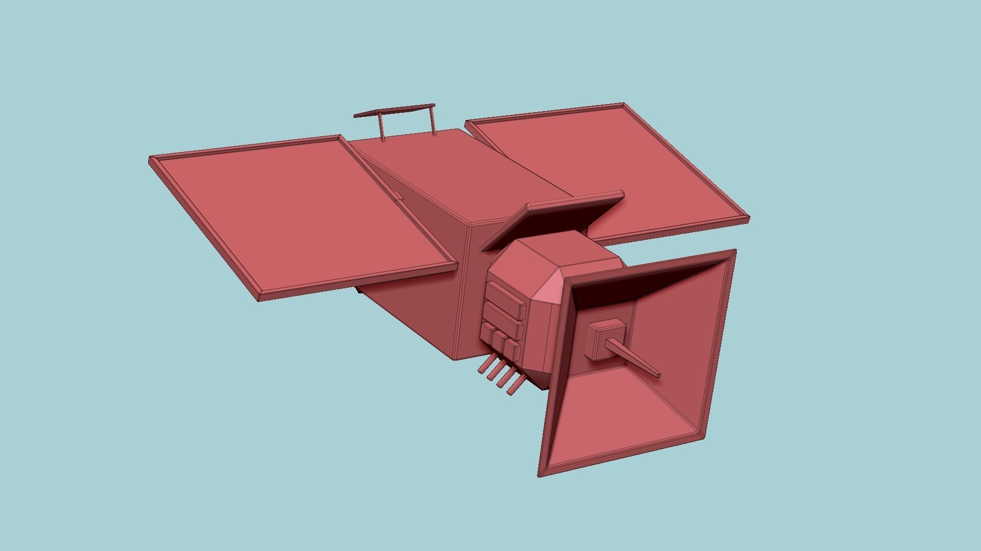 Satellite E05 Steel Blue - SciFi Space Design Low-poly 3D model_12