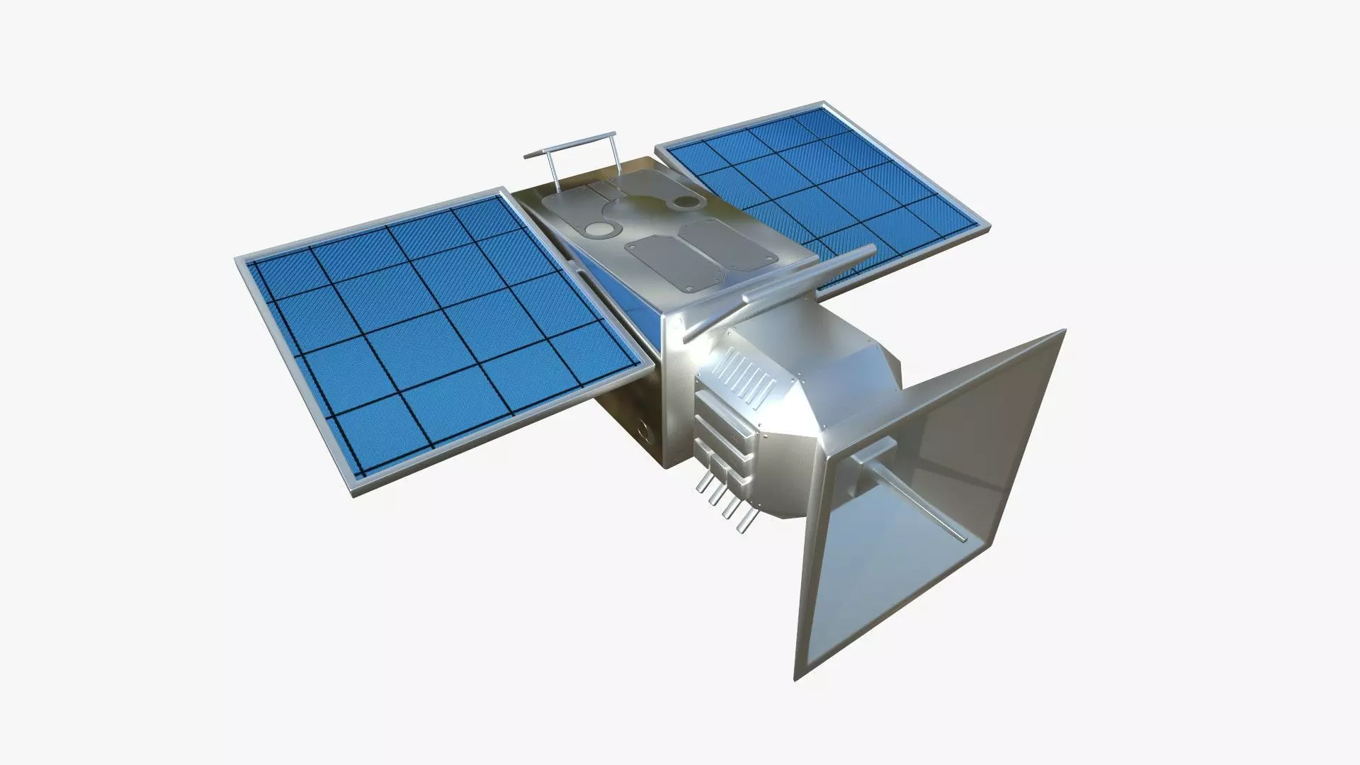 Satellite E08 Aluminum - SciFi Space Design Low-poly 3D model_0