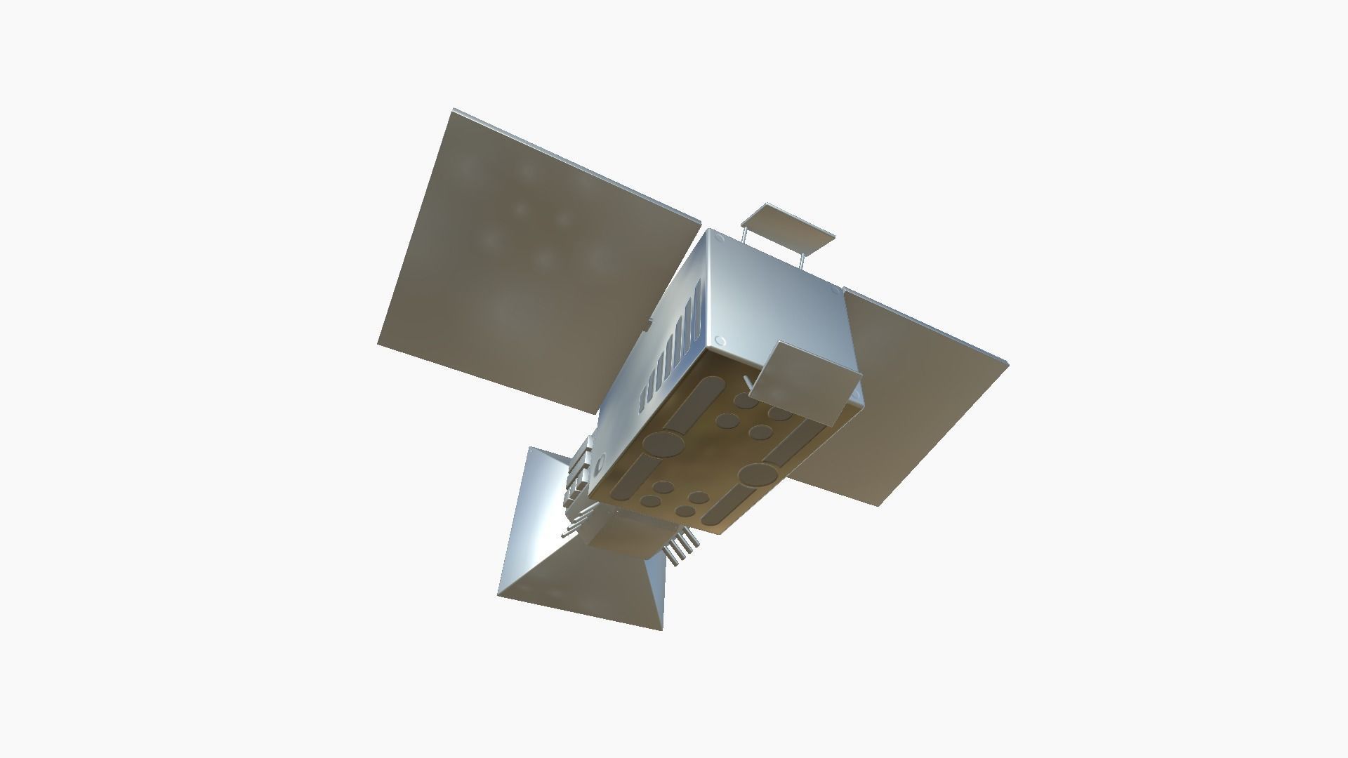 Satellite E08 Aluminum - SciFi Space Design Low-poly 3D model_2