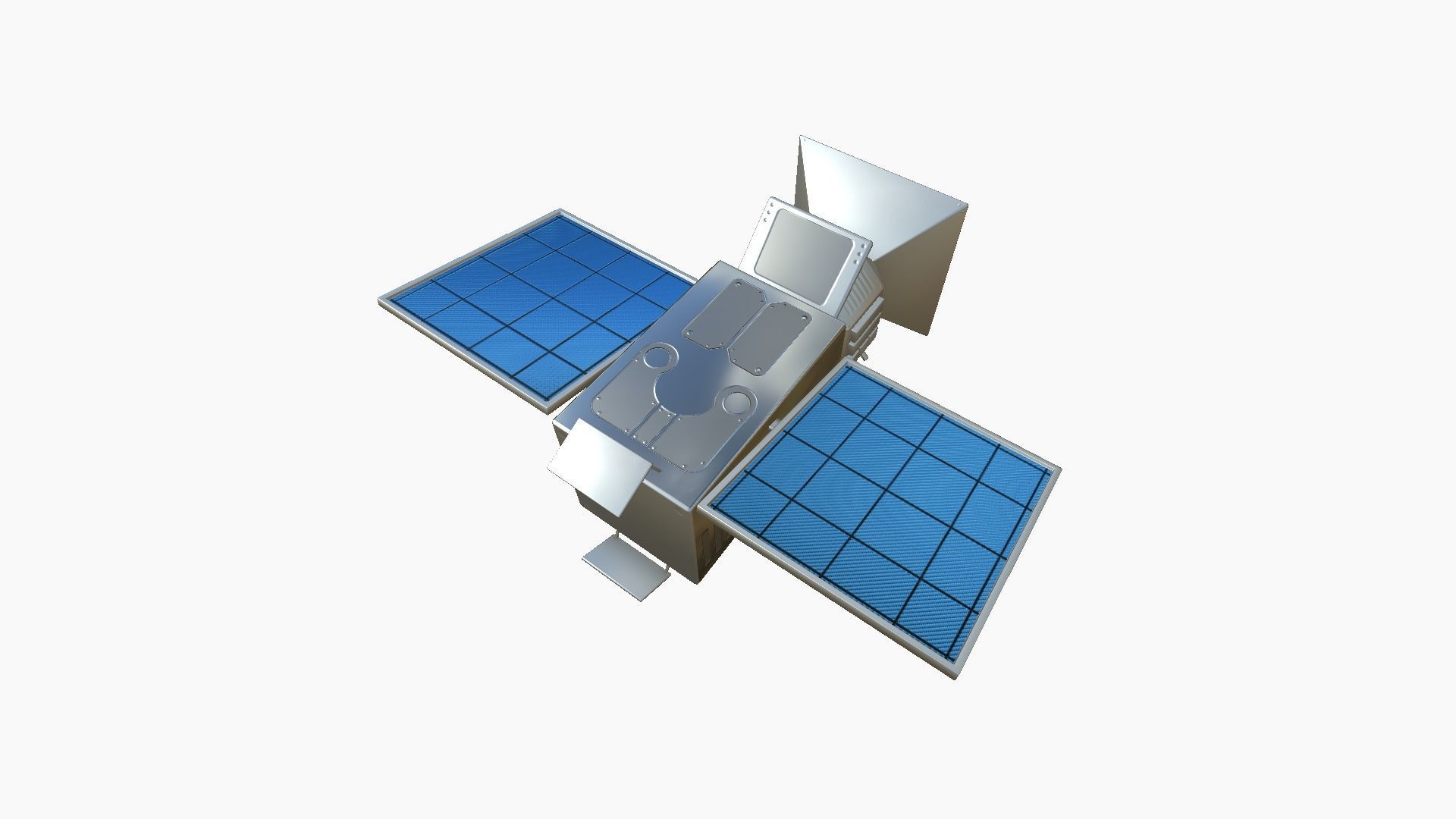 Satellite E08 Aluminum - SciFi Space Design Low-poly 3D model_1