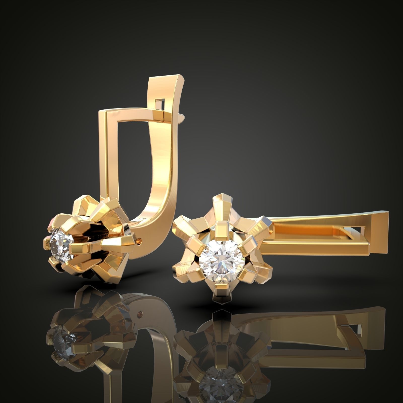 Earring 3D model 3D printable model 0021 Free 3D print model_2