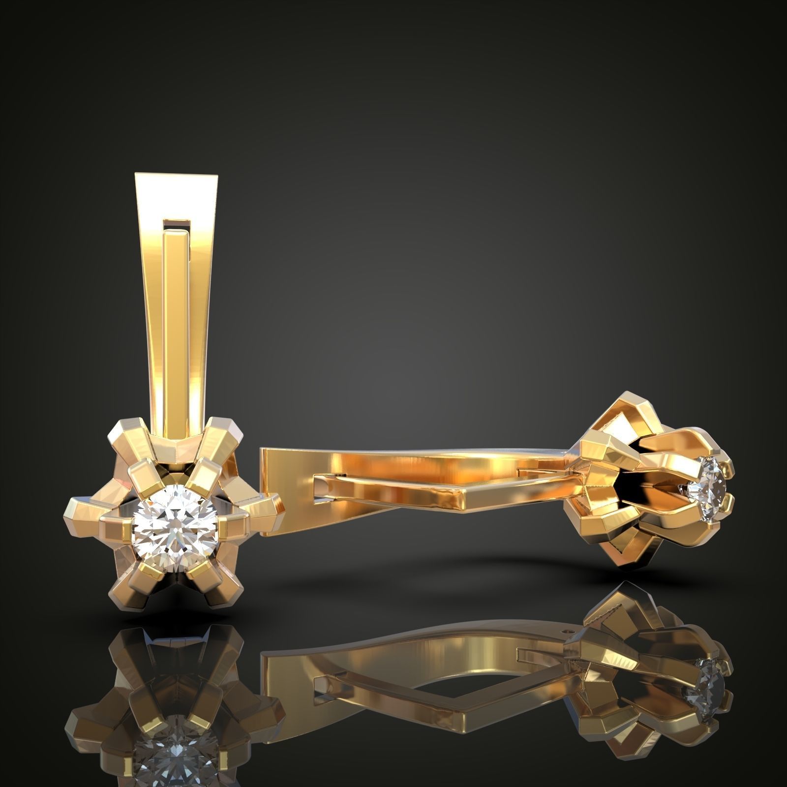 Earring 3D model 3D printable model 0021 Free 3D print model_8