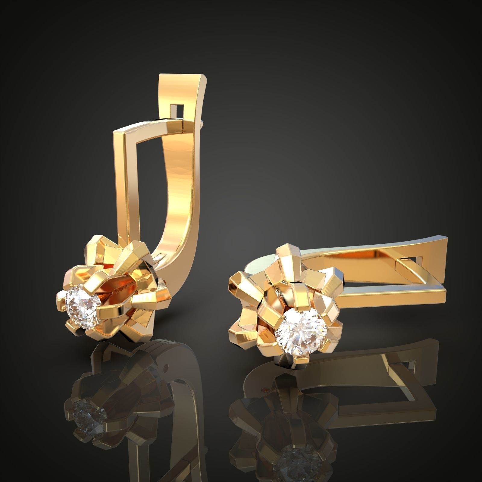 Earring 3D model 3D printable model 0021 Free 3D print model_6