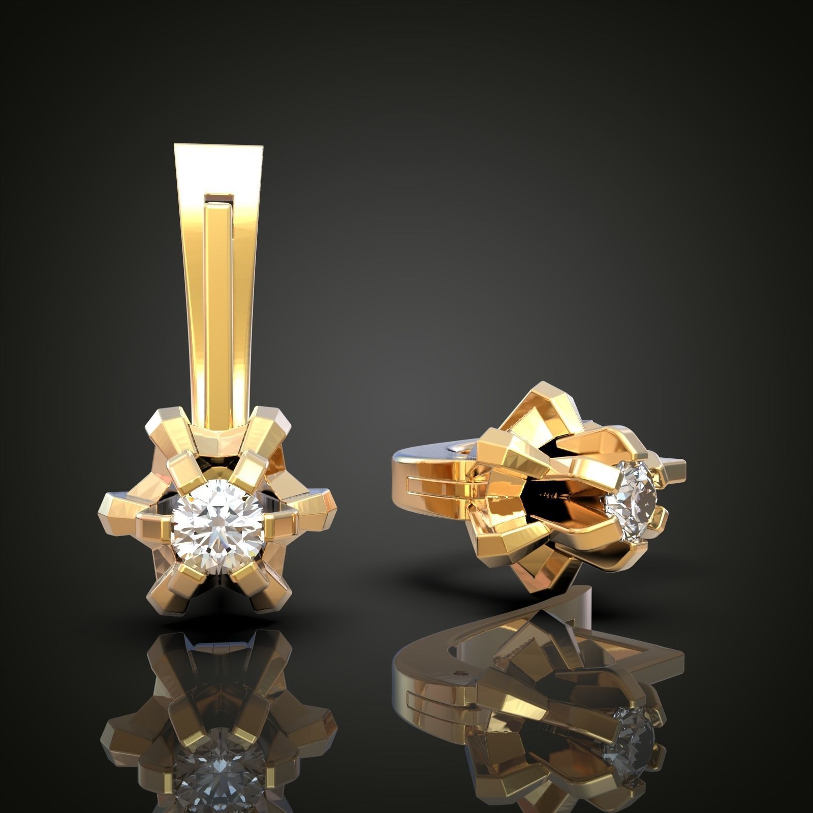 Earring 3D model 3D printable model 0021 Free 3D print model_4