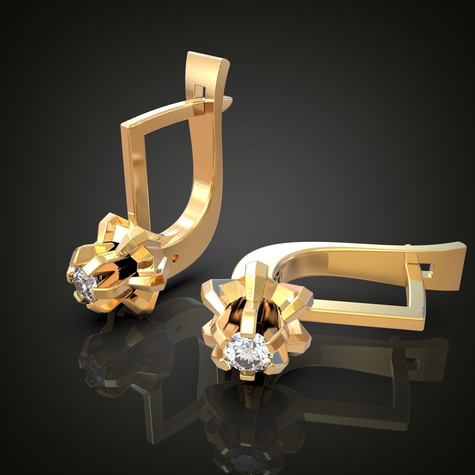 Earring 3D model 3D printable model 0021 Free 3D print model_1