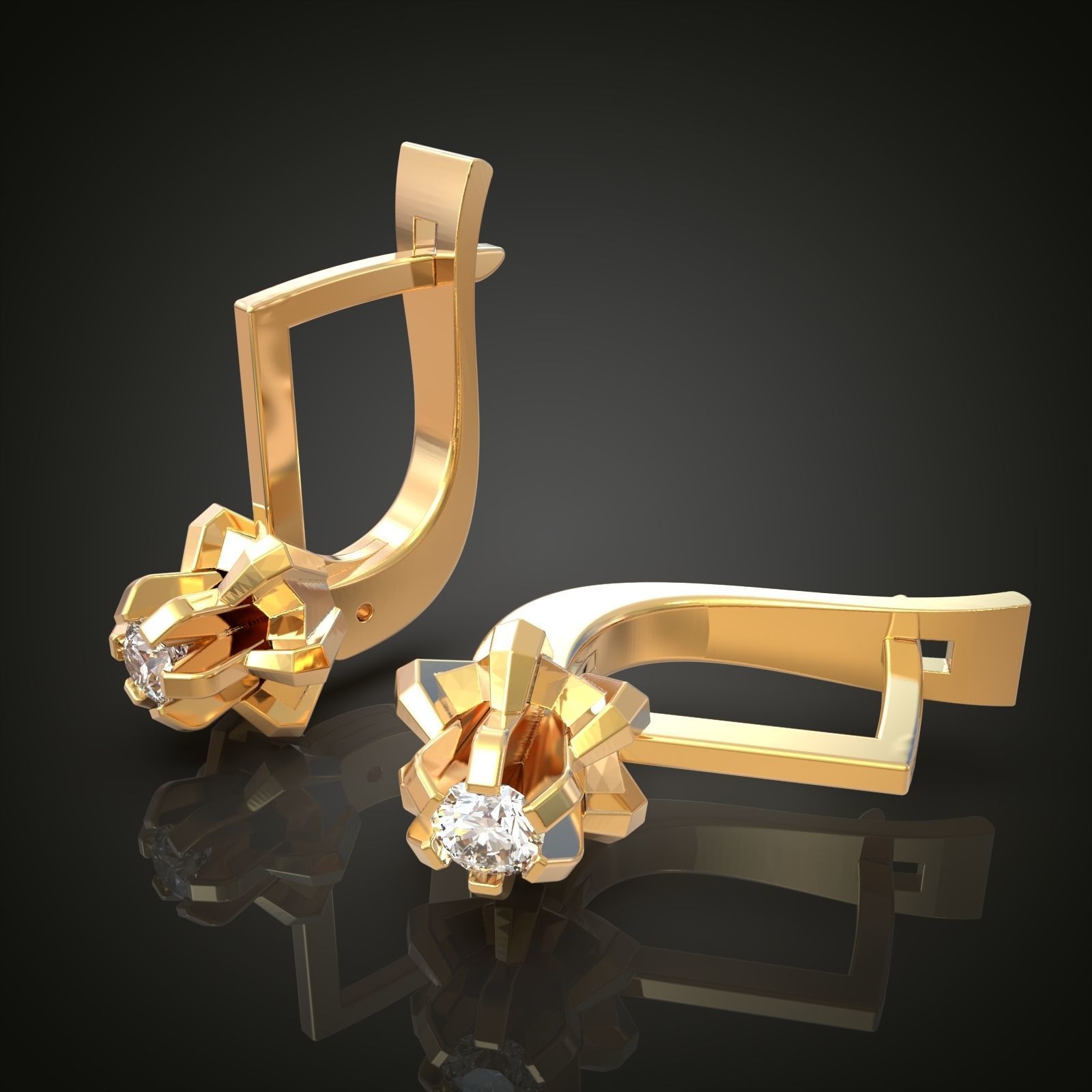 Earring 3D model 3D printable model 0021 Free 3D print model_7