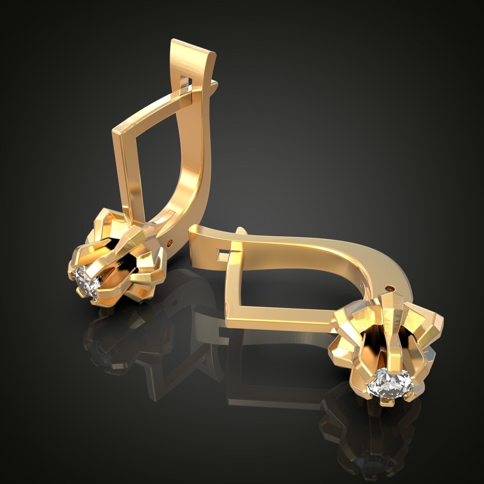 Earring 3D model 3D printable model 0021 Free 3D print model_10