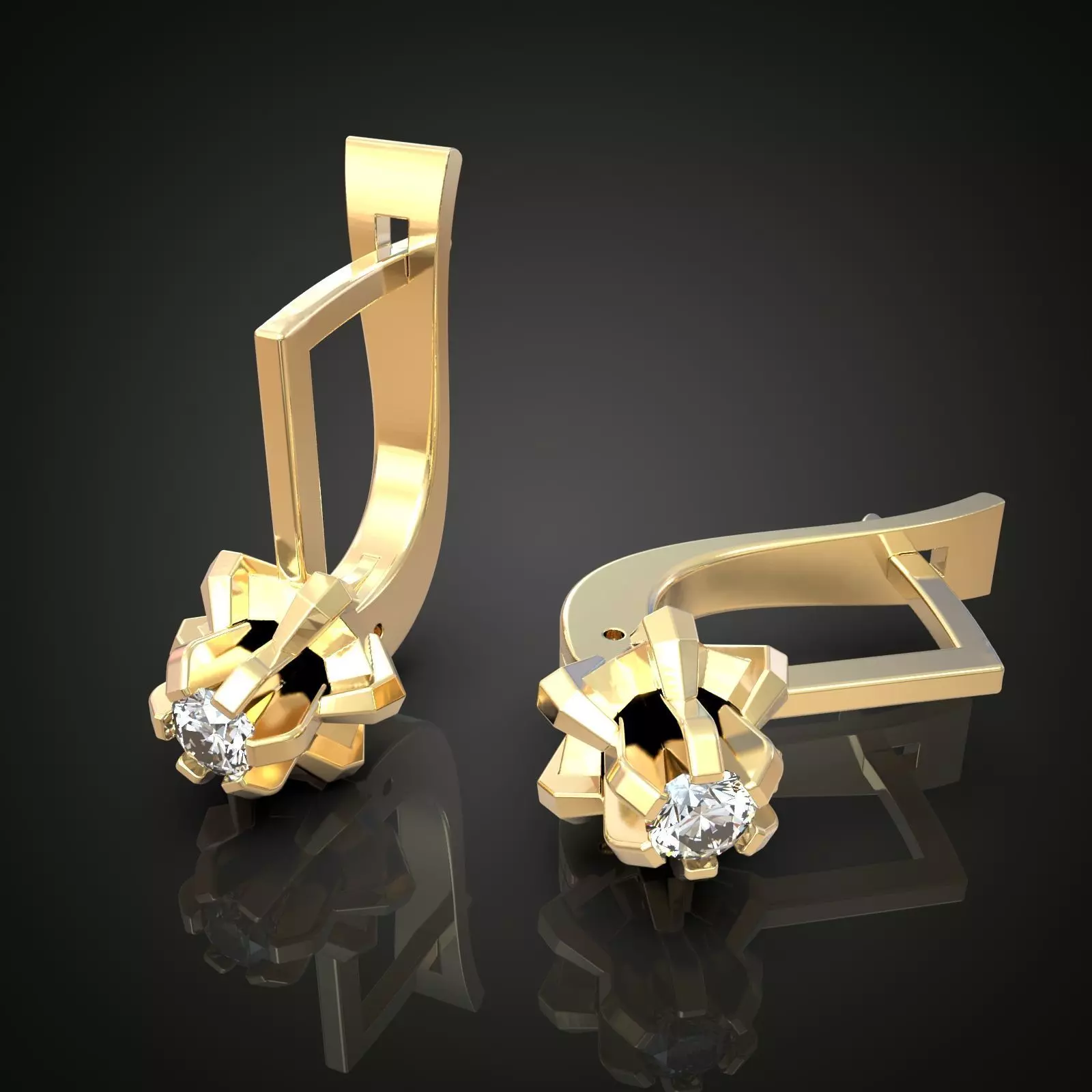 Earring 3D model 3D printable model 0021 Free 3D print model_0