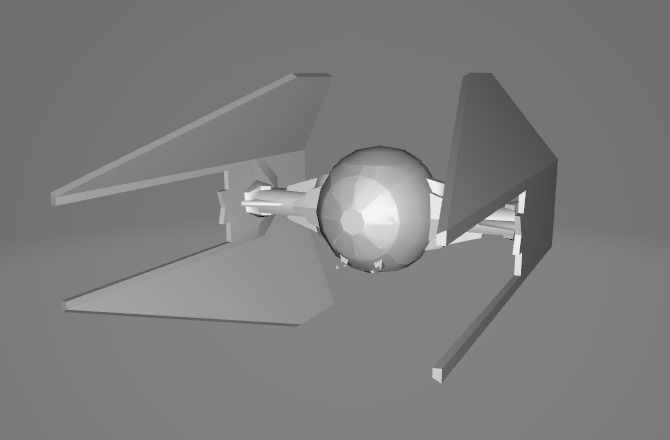 STAR WARS Tie Interceptor Space Ship - Low Poly Game - FBX Model Low-poly 3D model_8