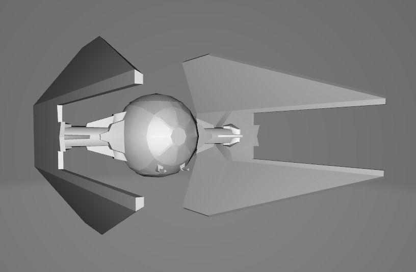 STAR WARS Tie Interceptor Space Ship - Low Poly Game - FBX Model Low-poly 3D model_2