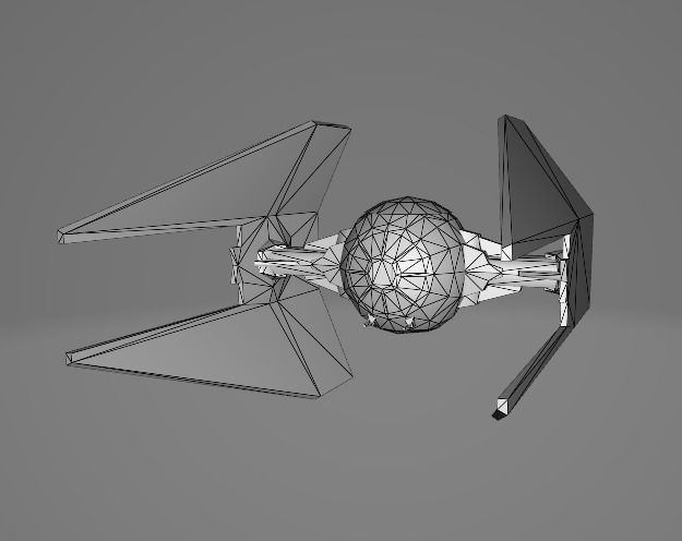 STAR WARS Tie Interceptor Space Ship - Low Poly Game - FBX Model Low-poly 3D model_9