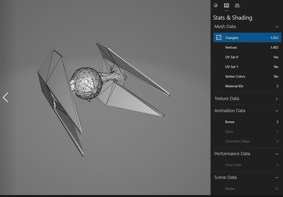 STAR WARS Tie Interceptor Space Ship - Low Poly Game - FBX Model Low-poly 3D model_10