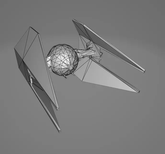 STAR WARS Tie Interceptor Space Ship - Low Poly Game - FBX Model Low-poly 3D model_0