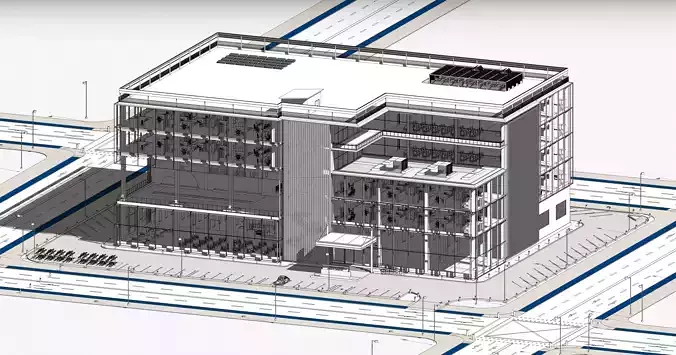 Native Revit Commercial Building 3D model