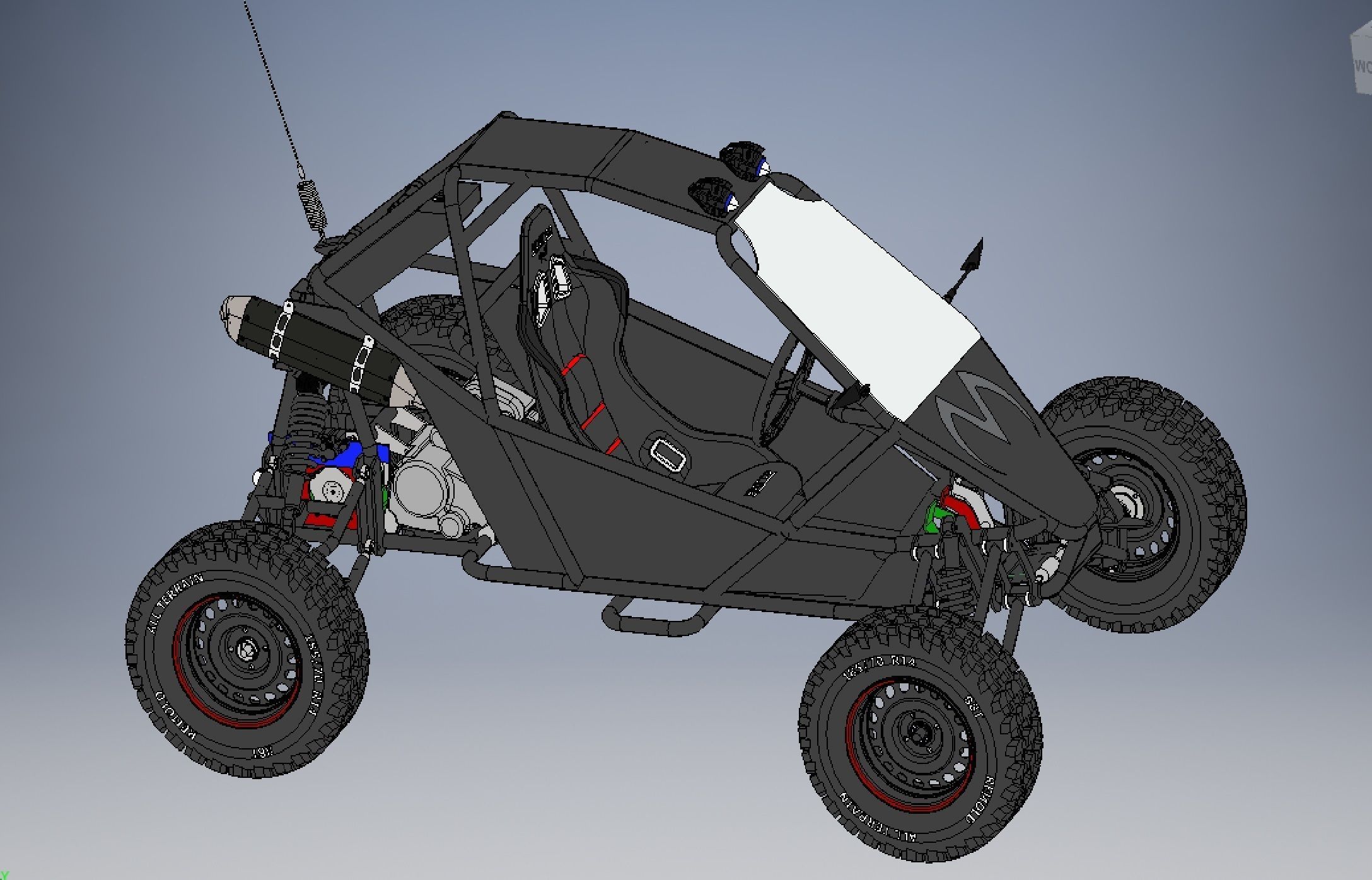 kart cross 250cc off road vehicle 3D model_2