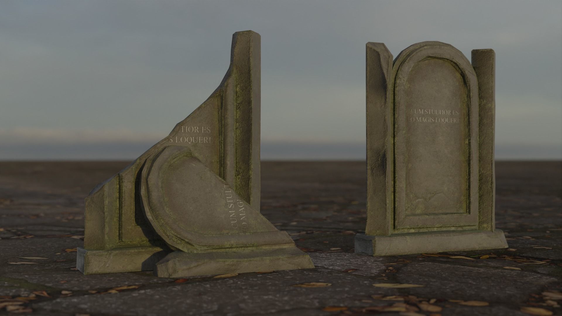 Hand Sculpted cemetery gravestones part 8 Low-poly 3D model_6