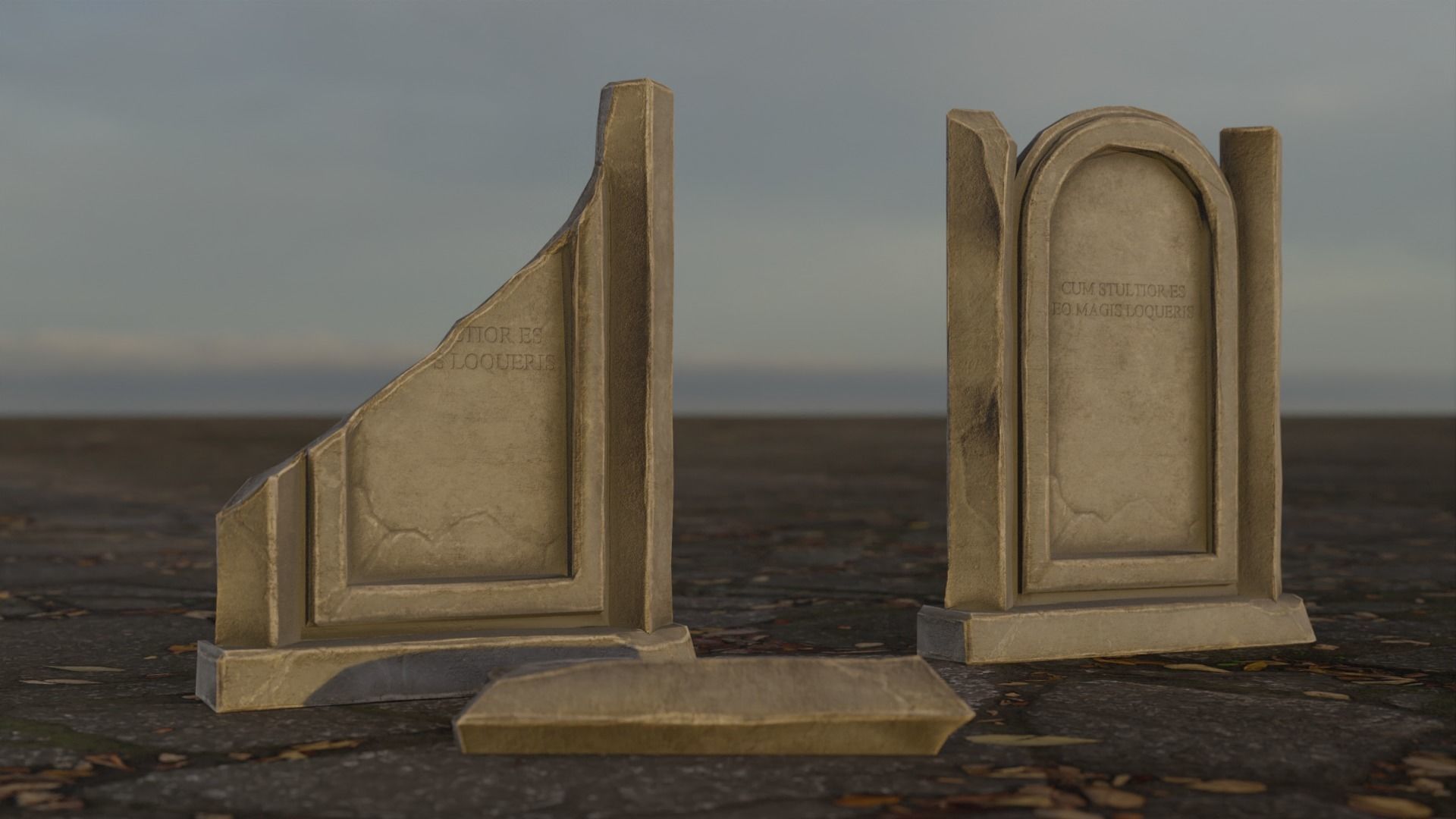 Hand Sculpted cemetery gravestones part 8 Low-poly 3D model_5