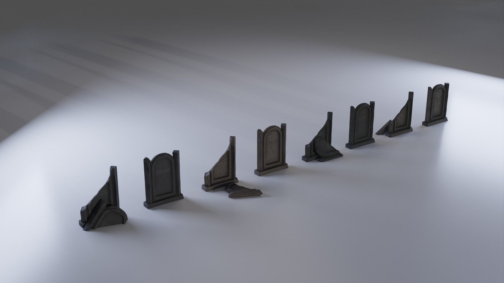 Hand Sculpted cemetery gravestones part 8 Low-poly 3D model_1