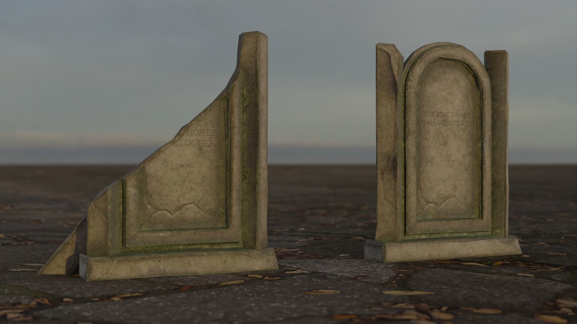 Hand Sculpted cemetery gravestones part 8 Low-poly 3D model_7