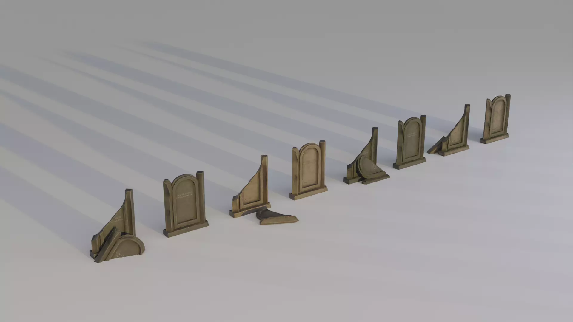 Hand Sculpted cemetery gravestones part 8 Low-poly 3D model_0