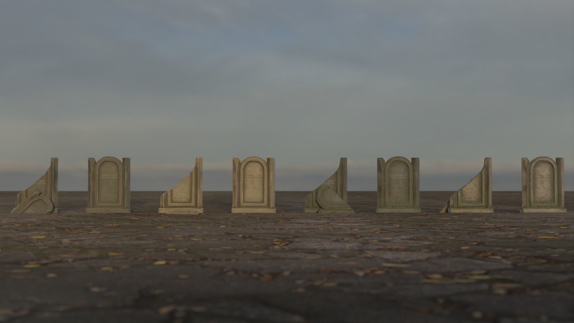 Hand Sculpted cemetery gravestones part 8 Low-poly 3D model_2