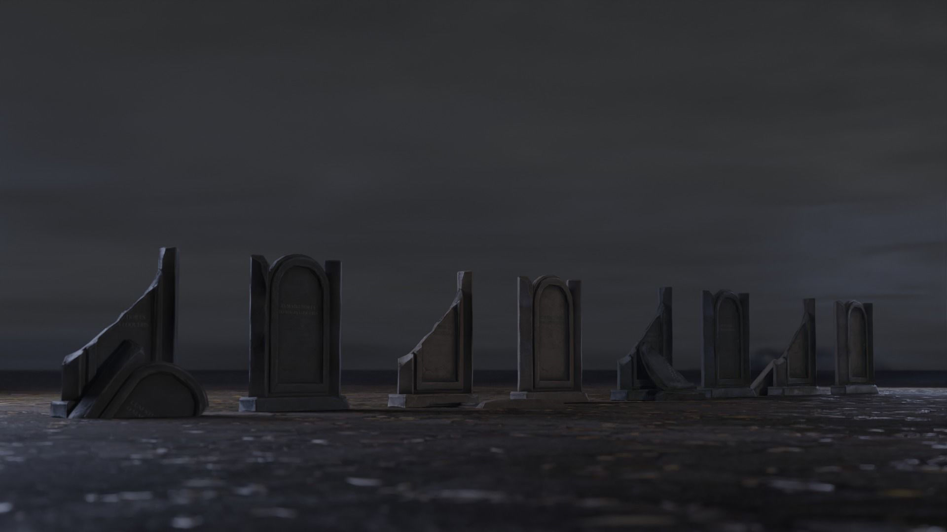 Hand Sculpted cemetery gravestones part 8 Low-poly 3D model_3