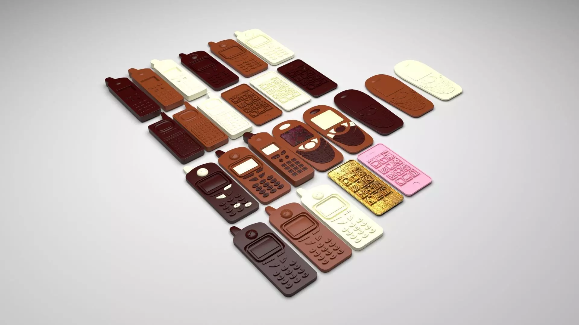 Chocolate Cell Phones Set 3D model