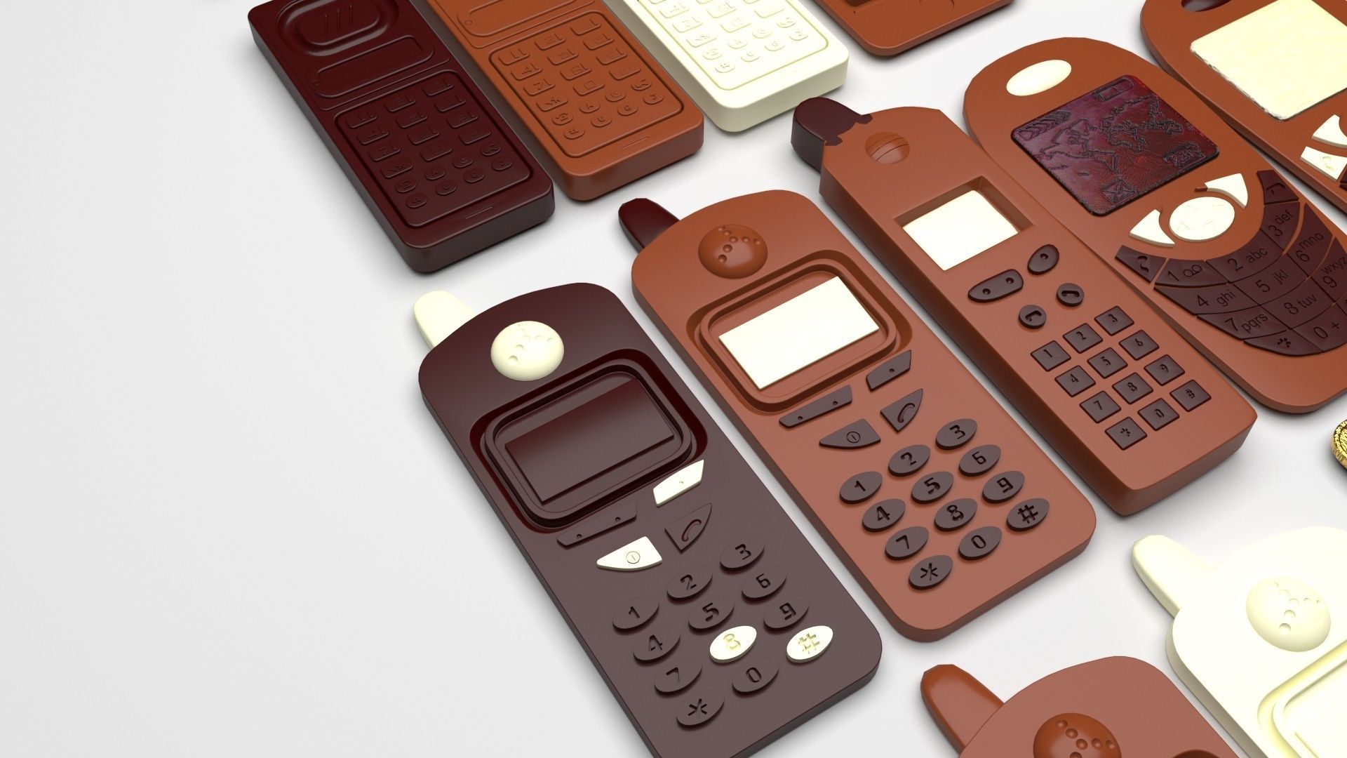 Chocolate Cell Phones Set 3D model CGTrader